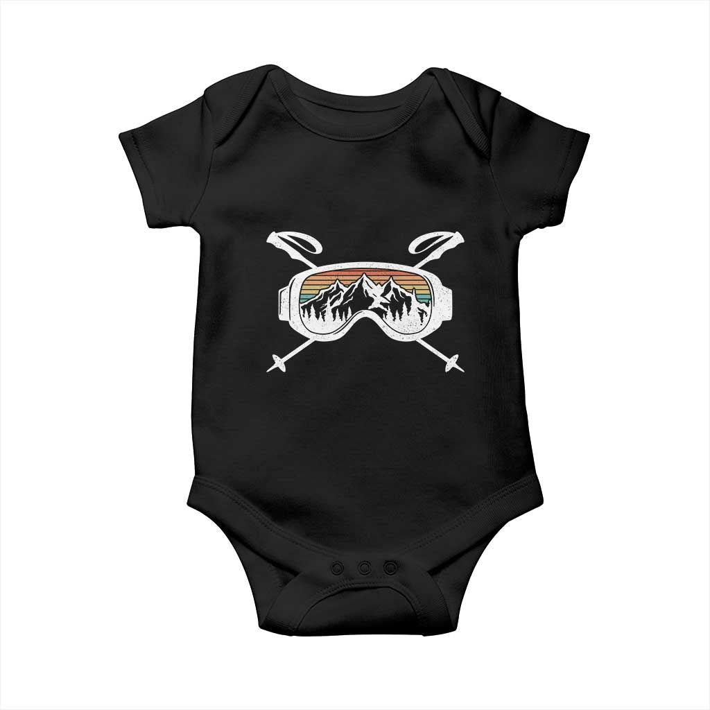 Ski Goggles Mountain Snow Skiing Retro Winter Vacation Baby Onesie TS11 Black Print Your Wear