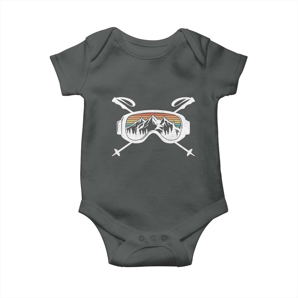 Ski Goggles Mountain Snow Skiing Retro Winter Vacation Baby Onesie TS11 Dark Heather Print Your Wear