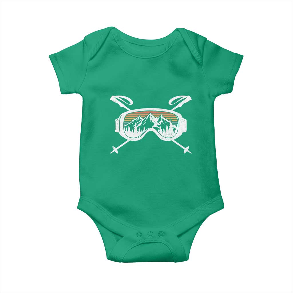 Ski Goggles Mountain Snow Skiing Retro Winter Vacation Baby Onesie TS11 Irish Green Print Your Wear