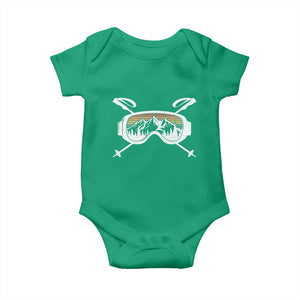 Ski Goggles Mountain Snow Skiing Retro Winter Vacation Baby Onesie TS11 Irish Green Print Your Wear