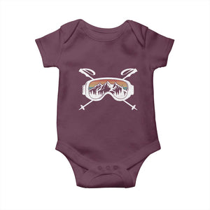 Ski Goggles Mountain Snow Skiing Retro Winter Vacation Baby Onesie TS11 Maroon Print Your Wear