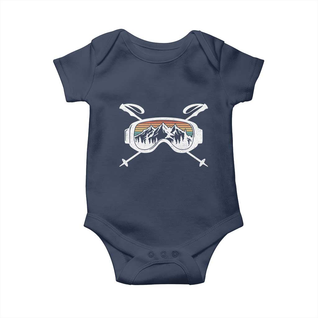 Ski Goggles Mountain Snow Skiing Retro Winter Vacation Baby Onesie TS11 Navy Print Your Wear