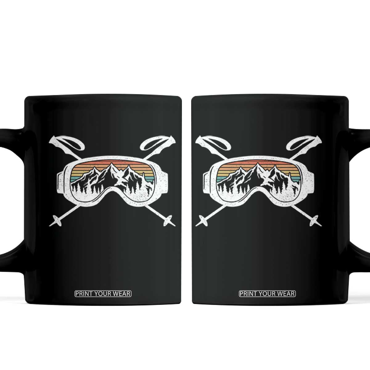 Ski Goggles Mountain Snow Skiing Retro Winter Vacation Coffee Mug TS11 Black Print Your Wear