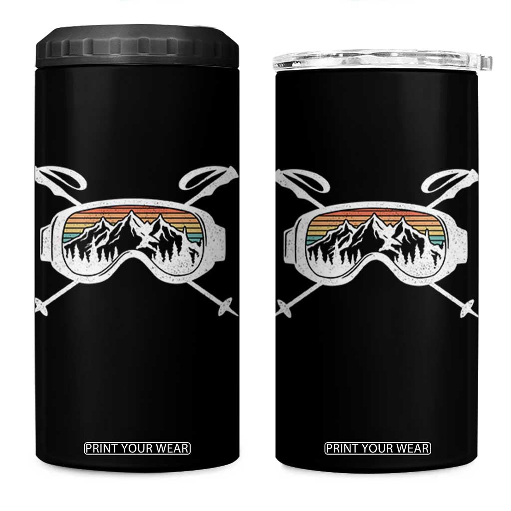 Ski Goggles Mountain Snow Skiing Retro Winter Vacation 4 in 1 Can Cooler Tumbler TS11 One Size: 16 oz Black Print Your Wear