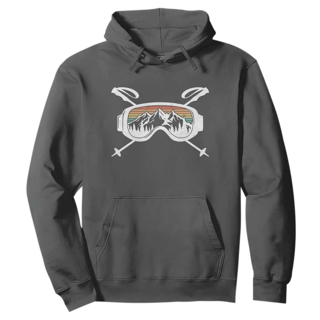 Ski Goggles Mountain Snow Skiing Retro Winter Vacation Hoodie TS11 Dark Heather Print Your Wear
