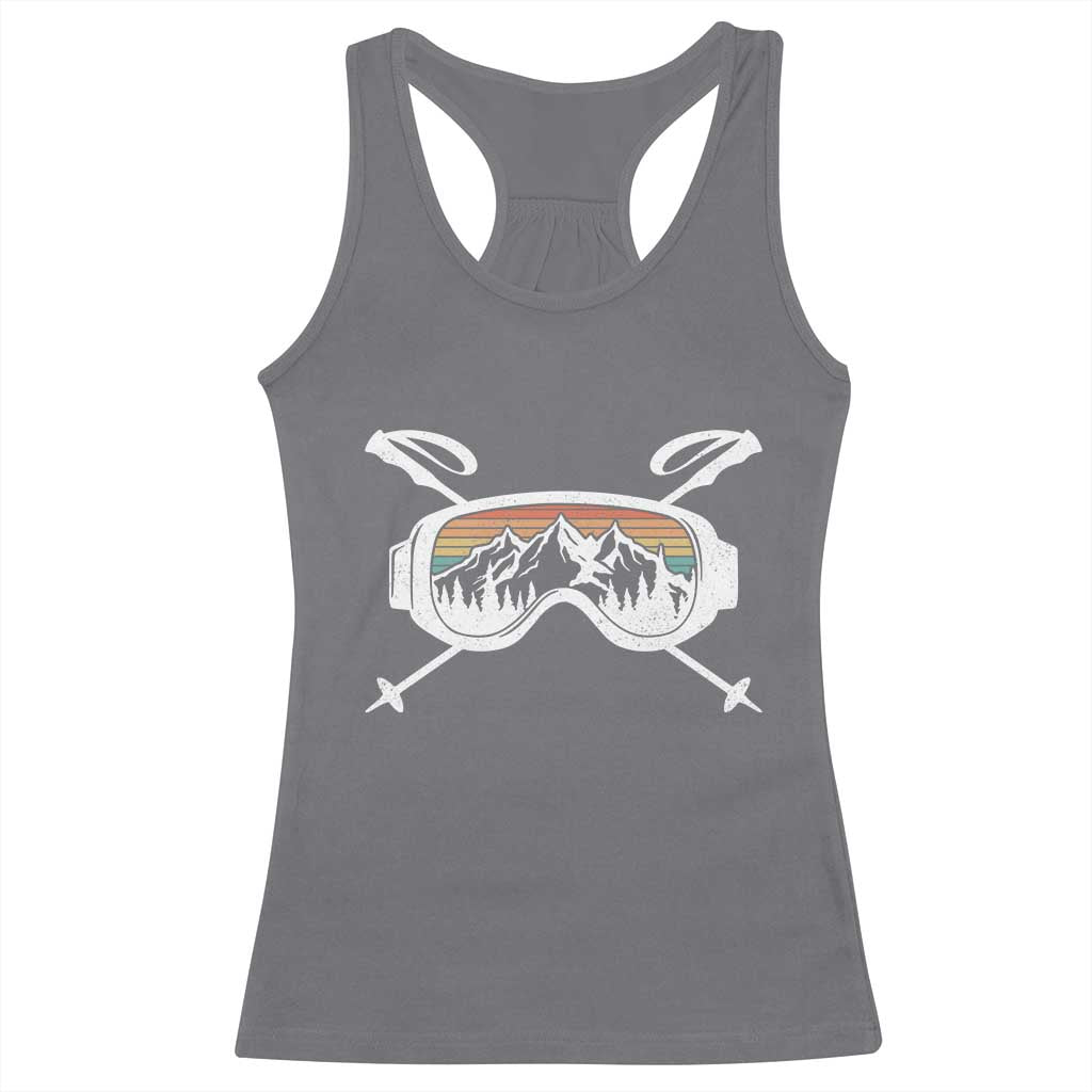 Ski Goggles Mountain Snow Skiing Retro Winter Vacation Racerback Tank Top TS11 Charcoal Print Your Wear