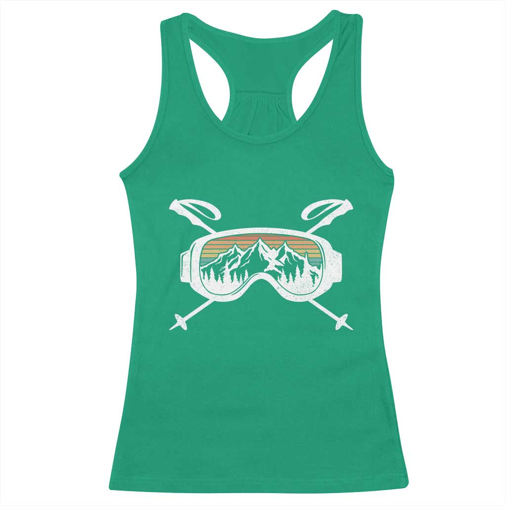 Ski Goggles Mountain Snow Skiing Retro Winter Vacation Racerback Tank Top TS11 Irish Green Print Your Wear