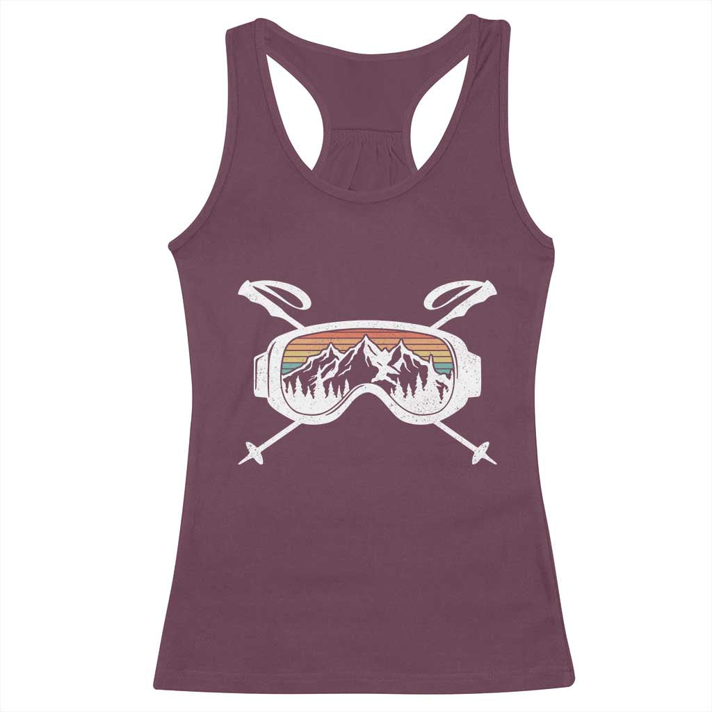 Ski Goggles Mountain Snow Skiing Retro Winter Vacation Racerback Tank Top TS11 Maroon Print Your Wear