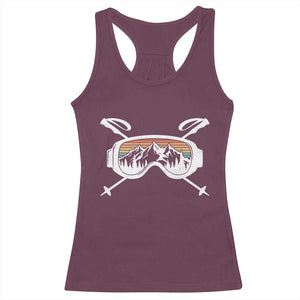 Ski Goggles Mountain Snow Skiing Retro Winter Vacation Racerback Tank Top TS11 Maroon Print Your Wear