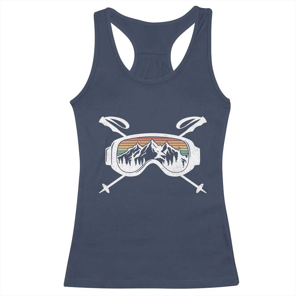 Ski Goggles Mountain Snow Skiing Retro Winter Vacation Racerback Tank Top TS11 Navy Print Your Wear