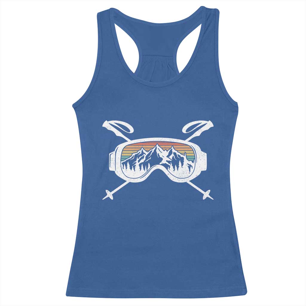 Ski Goggles Mountain Snow Skiing Retro Winter Vacation Racerback Tank Top TS11 Royal Blue Print Your Wear