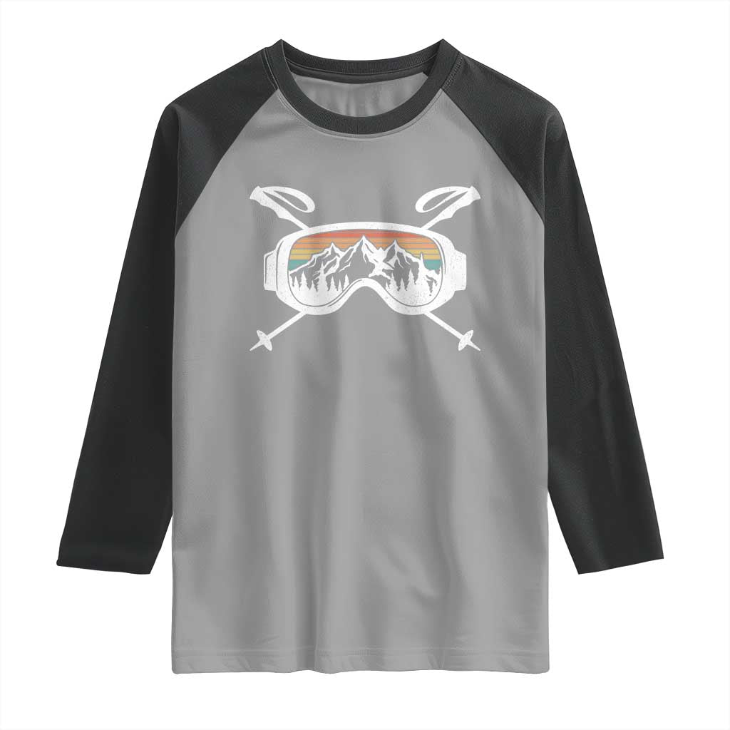 Ski Goggles Mountain Snow Skiing Retro Winter Vacation Raglan Shirt TS11 Sport Gray Black Print Your Wear