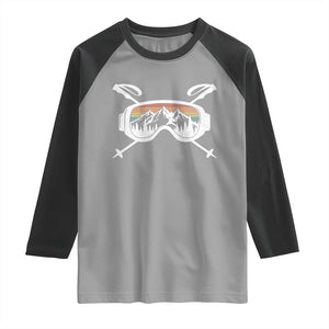 Ski Goggles Mountain Snow Skiing Retro Winter Vacation Raglan Shirt TS11 Sport Gray Black Print Your Wear
