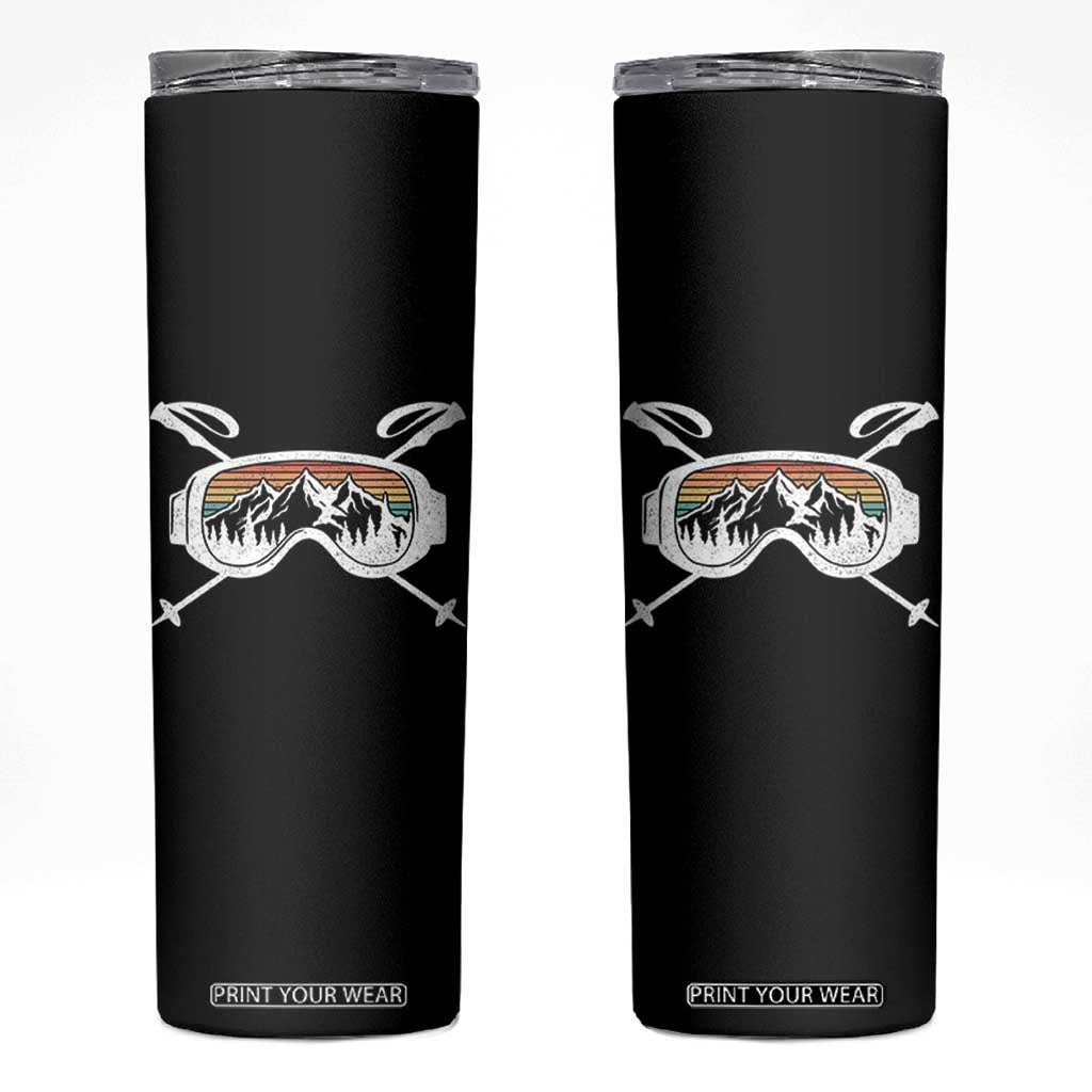 Ski Goggles Mountain Snow Skiing Retro Winter Vacation Skinny Tumbler TS11 Black Print Your Wear