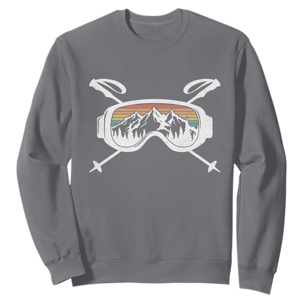 Ski Goggles Mountain Snow Skiing Retro Winter Vacation Sweatshirt TS11 Charcoal Print Your Wear