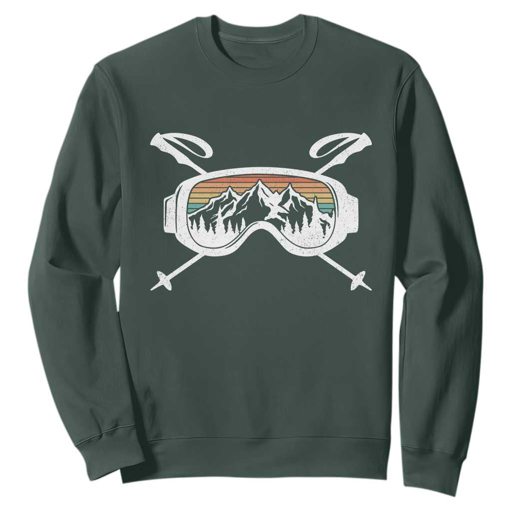 Ski Goggles Mountain Snow Skiing Retro Winter Vacation Sweatshirt TS11 Dark Forest Green Print Your Wear