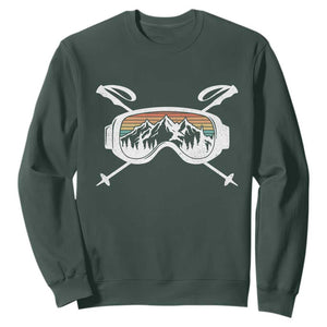 Ski Goggles Mountain Snow Skiing Retro Winter Vacation Sweatshirt TS11 Dark Forest Green Print Your Wear
