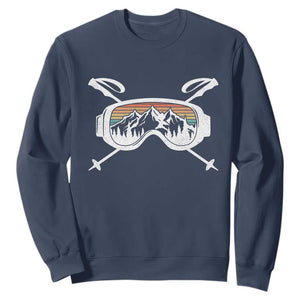 Ski Goggles Mountain Snow Skiing Retro Winter Vacation Sweatshirt TS11 Navy Print Your Wear