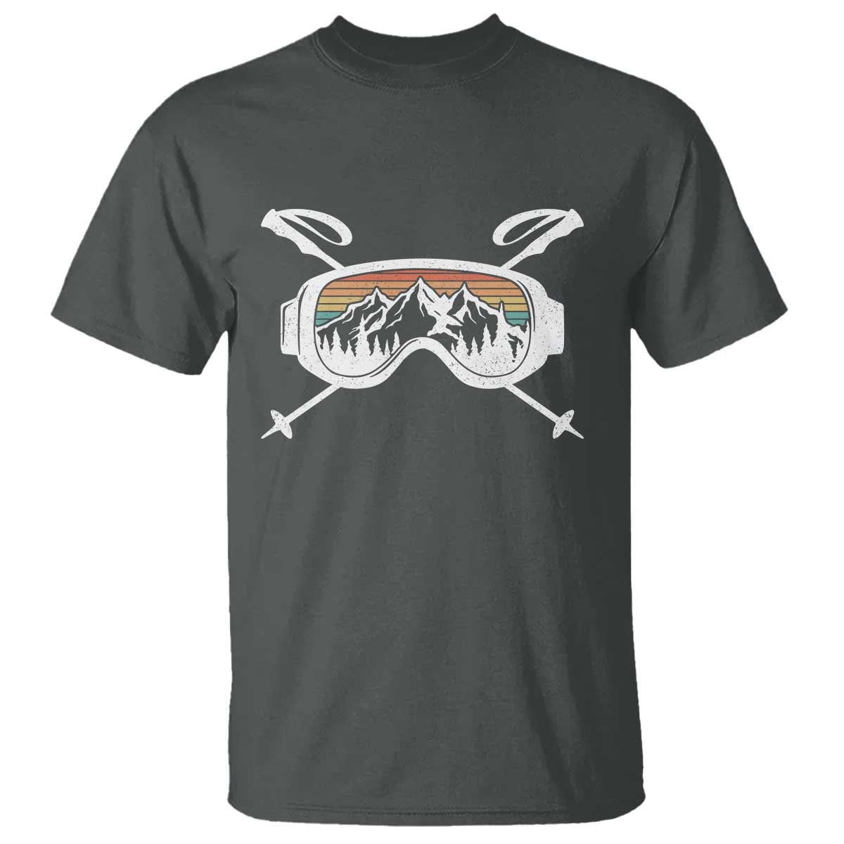 Ski Goggles Mountain Snow Skiing Retro Winter Vacation T Shirt TS11 Dark Heather Print Your Wear