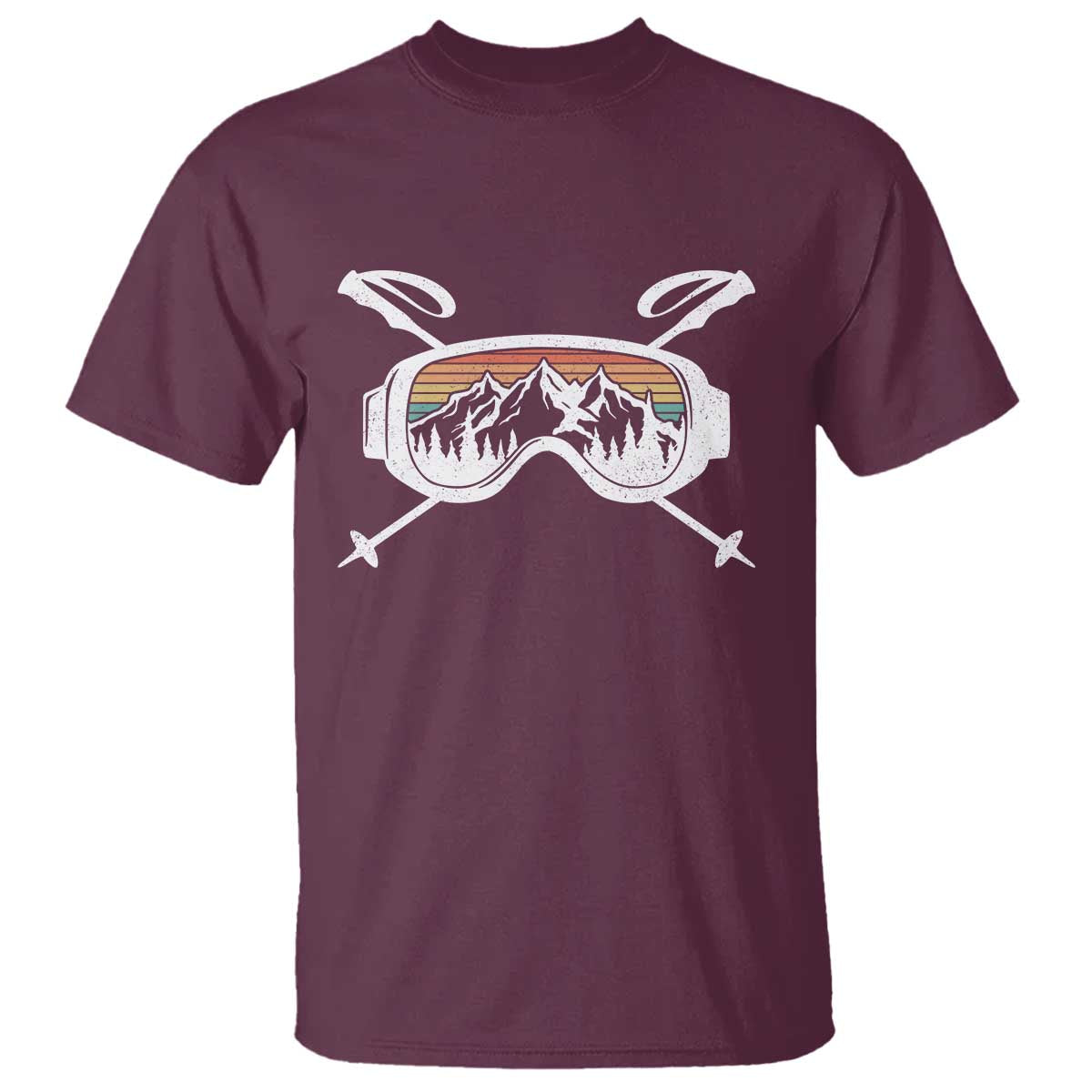 Ski Goggles Mountain Snow Skiing Retro Winter Vacation T Shirt TS11 Maroon Print Your Wear
