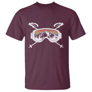 Ski Goggles Mountain Snow Skiing Retro Winter Vacation T Shirt TS11 Maroon Print Your Wear