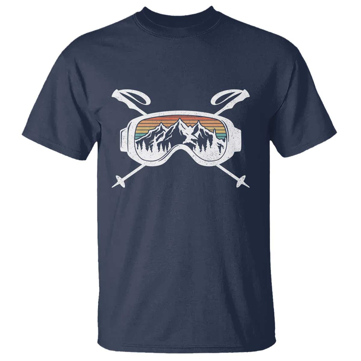 Ski Goggles Mountain Snow Skiing Retro Winter Vacation T Shirt TS11 Navy Print Your Wear