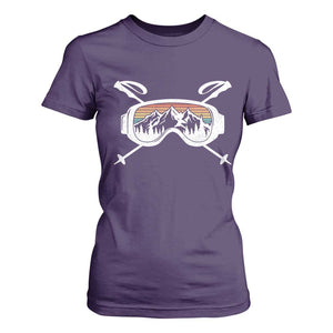 Ski Goggles Mountain Snow Skiing Retro Winter Vacation T Shirt For Women TS11 Purple Print Your Wear