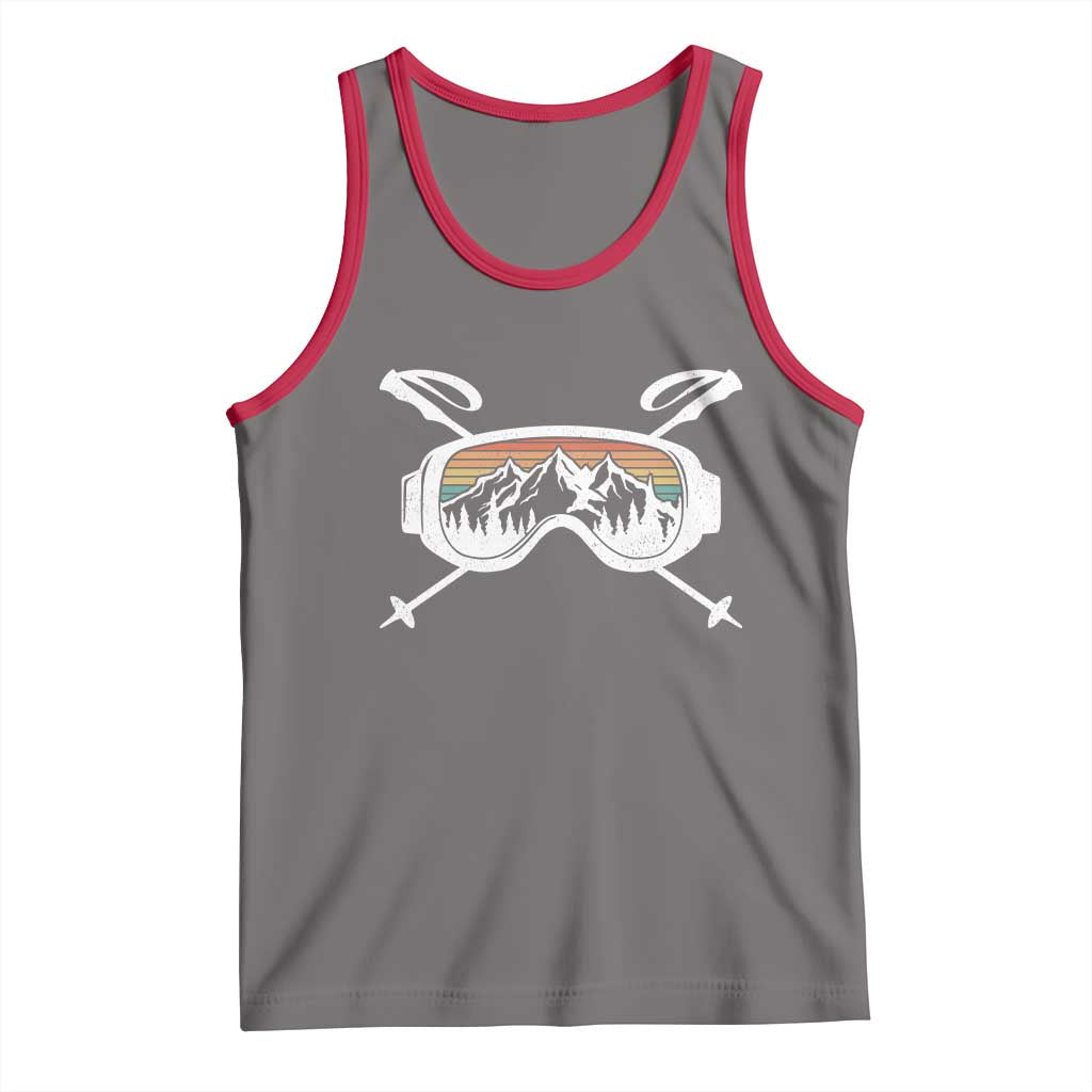 Ski Goggles Mountain Snow Skiing Retro Winter Vacation Tank Top TS11 Deep Heather Red Print Your Wear