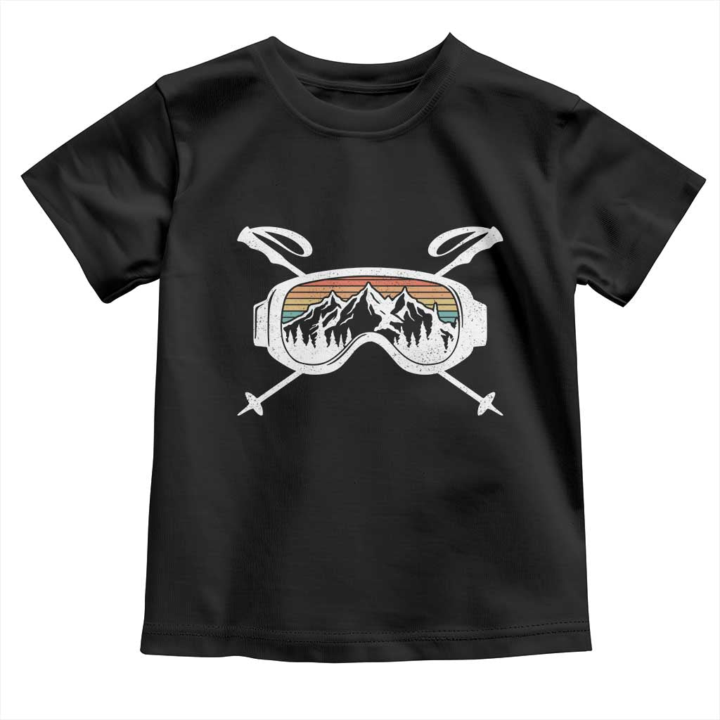 Ski Goggles Mountain Snow Skiing Retro Winter Vacation Toddler T Shirt TS11 Black Print Your Wear