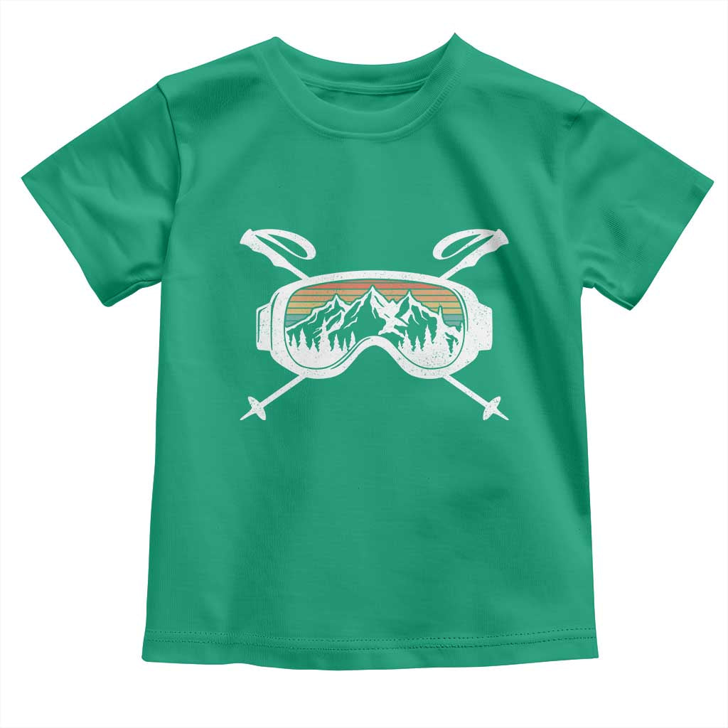 Ski Goggles Mountain Snow Skiing Retro Winter Vacation Toddler T Shirt TS11 Irish Green Print Your Wear