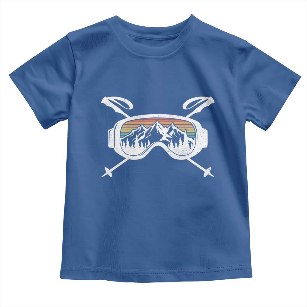 Ski Goggles Mountain Snow Skiing Retro Winter Vacation Toddler T Shirt TS11 Royal Blue Print Your Wear