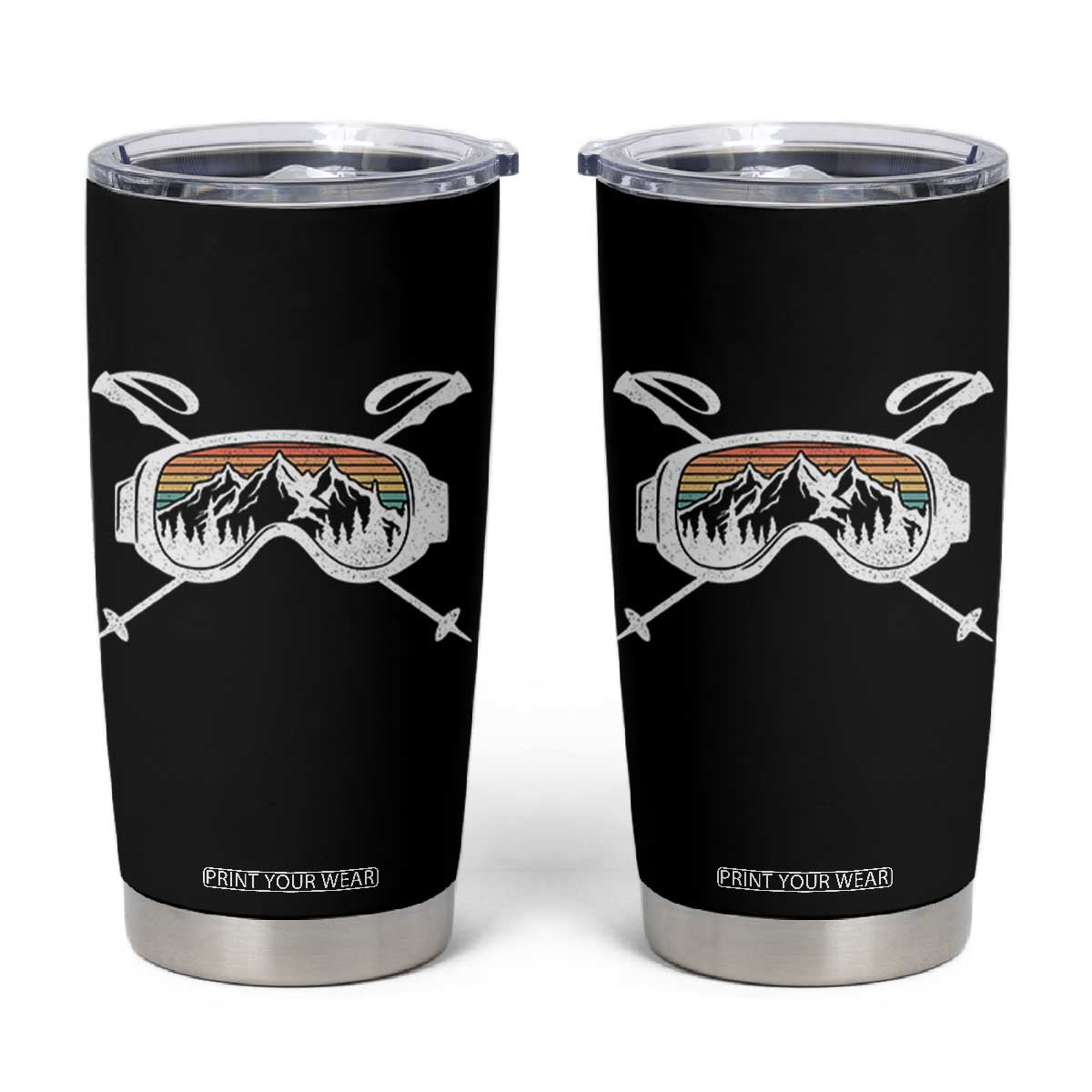 Ski Goggles Mountain Snow Skiing Retro Winter Vacation Tumbler Cup TS11 Black Print Your Wear