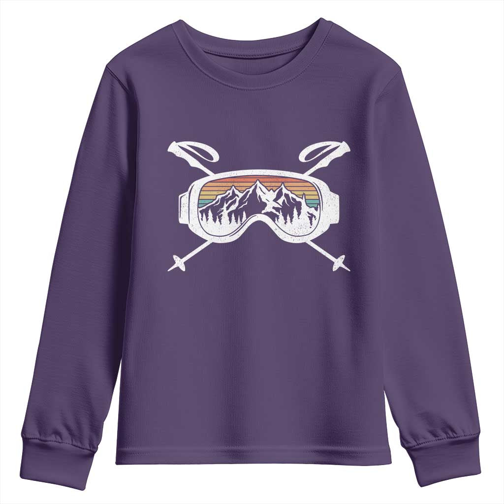 Ski Goggles Mountain Snow Skiing Retro Winter Vacation Youth Sweatshirt TS11 Purple Print Your Wear