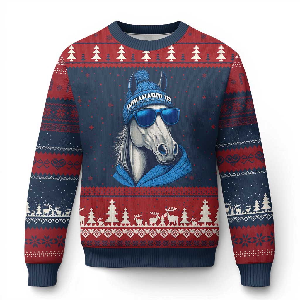 IFC Game Day Ugly Christmas Sweater Blue Sunglasses Football Game Sport Lover TS11 Navy Red Print Your Wear