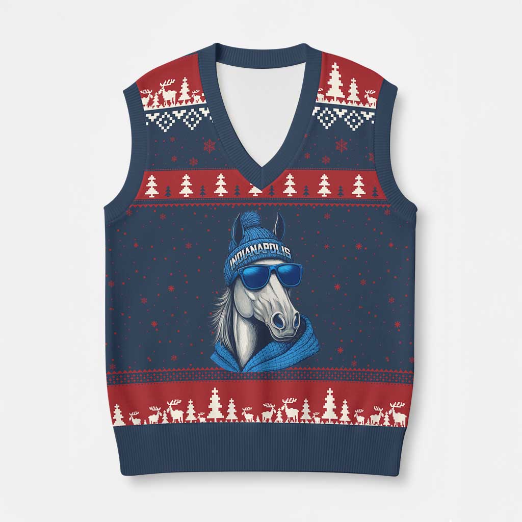IFC Game Day V-Neck Knit Sweater Vest Blue Sunglasses Football Game Sport Lover TS11 Navy Red Print Your Wear