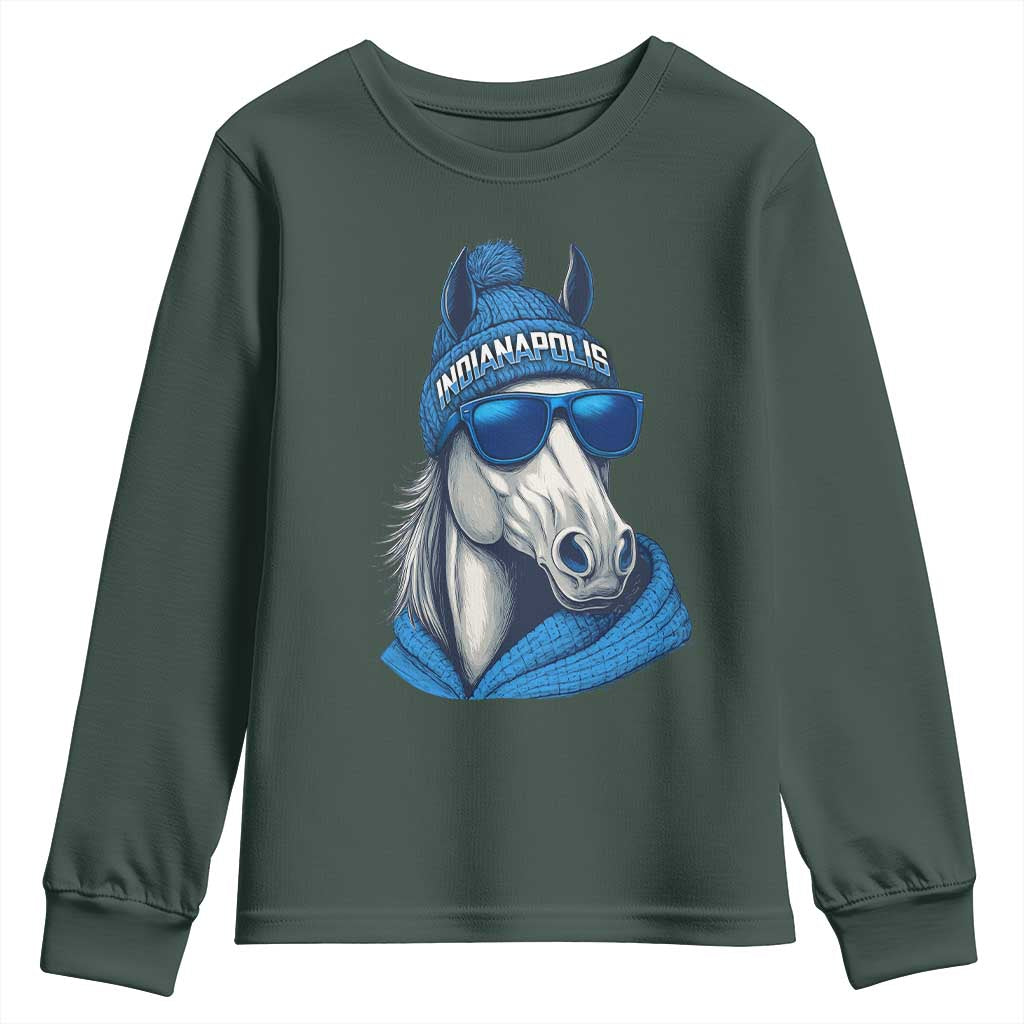 IFC Game Day Youth Sweatshirt Blue Sunglasses Football Game Sport Lover TS11 Dark Forest Green Print Your Wear