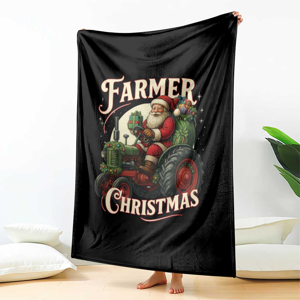 Funny Farmer Christmas Xmas Santa Farm Tractor Throw Blanket TS11 Print Your Wear