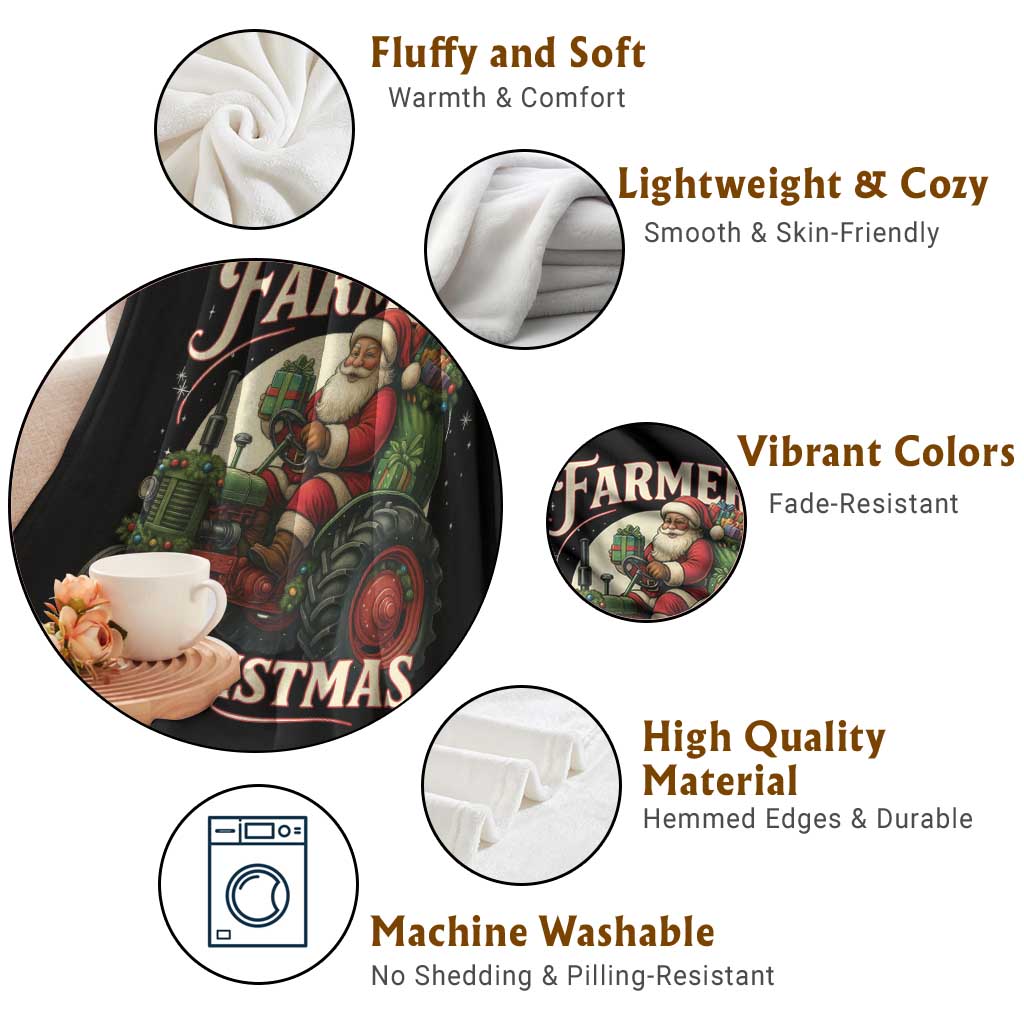 Funny Farmer Christmas Xmas Santa Farm Tractor Throw Blanket TS11 Print Your Wear