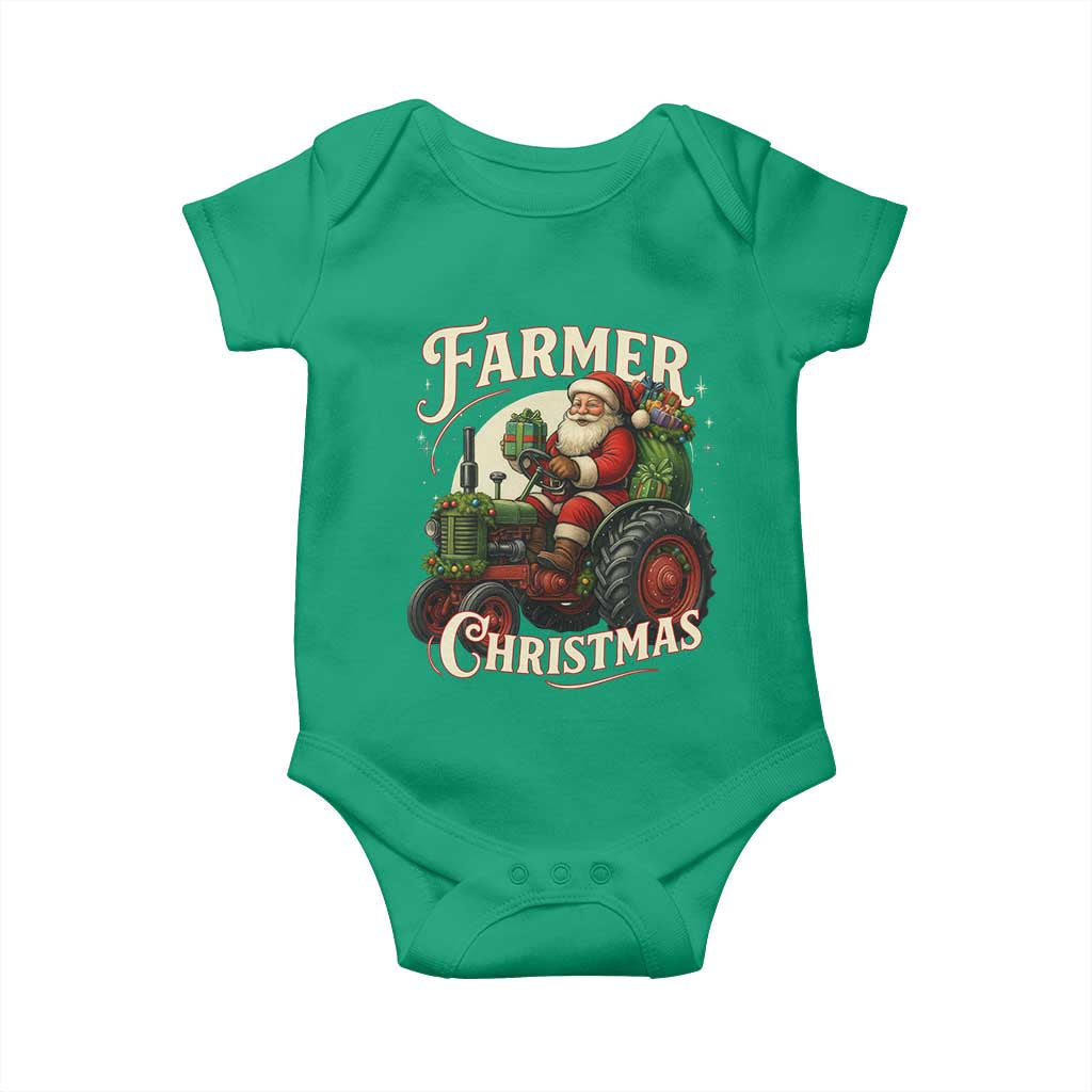 Funny Farmer Christmas Xmas Santa Farm Tractor Baby Onesie TS11 Irish Green Print Your Wear