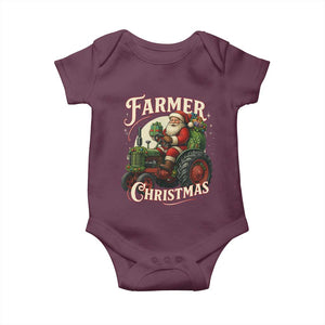 Funny Farmer Christmas Xmas Santa Farm Tractor Baby Onesie TS11 Maroon Print Your Wear