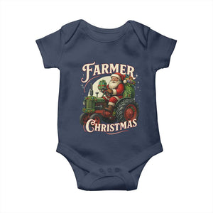 Funny Farmer Christmas Xmas Santa Farm Tractor Baby Onesie TS11 Navy Print Your Wear