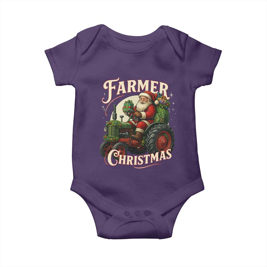 Funny Farmer Christmas Xmas Santa Farm Tractor Baby Onesie TS11 Purple Print Your Wear