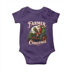 Funny Farmer Christmas Xmas Santa Farm Tractor Baby Onesie TS11 Purple Print Your Wear