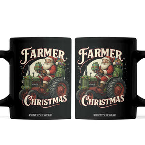 Funny Farmer Christmas Xmas Santa Farm Tractor Coffee Mug TS11 Black Print Your Wear