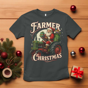 Funny Farmer Christmas Xmas Santa Farm Tractor T Shirt TS11 Dark Heather Print Your Wear