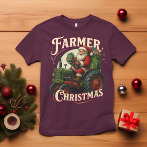 Funny Farmer Christmas Xmas Santa Farm Tractor T Shirt TS11 Maroon Print Your Wear