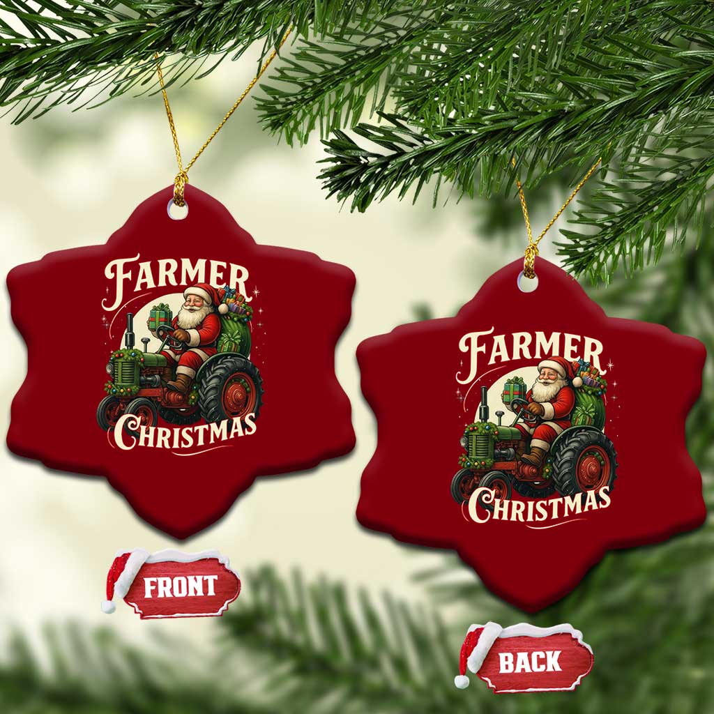 Funny Farmer Christmas Xmas Santa Farm Tractor Ceramic Ornament TS11 Print Your Wear