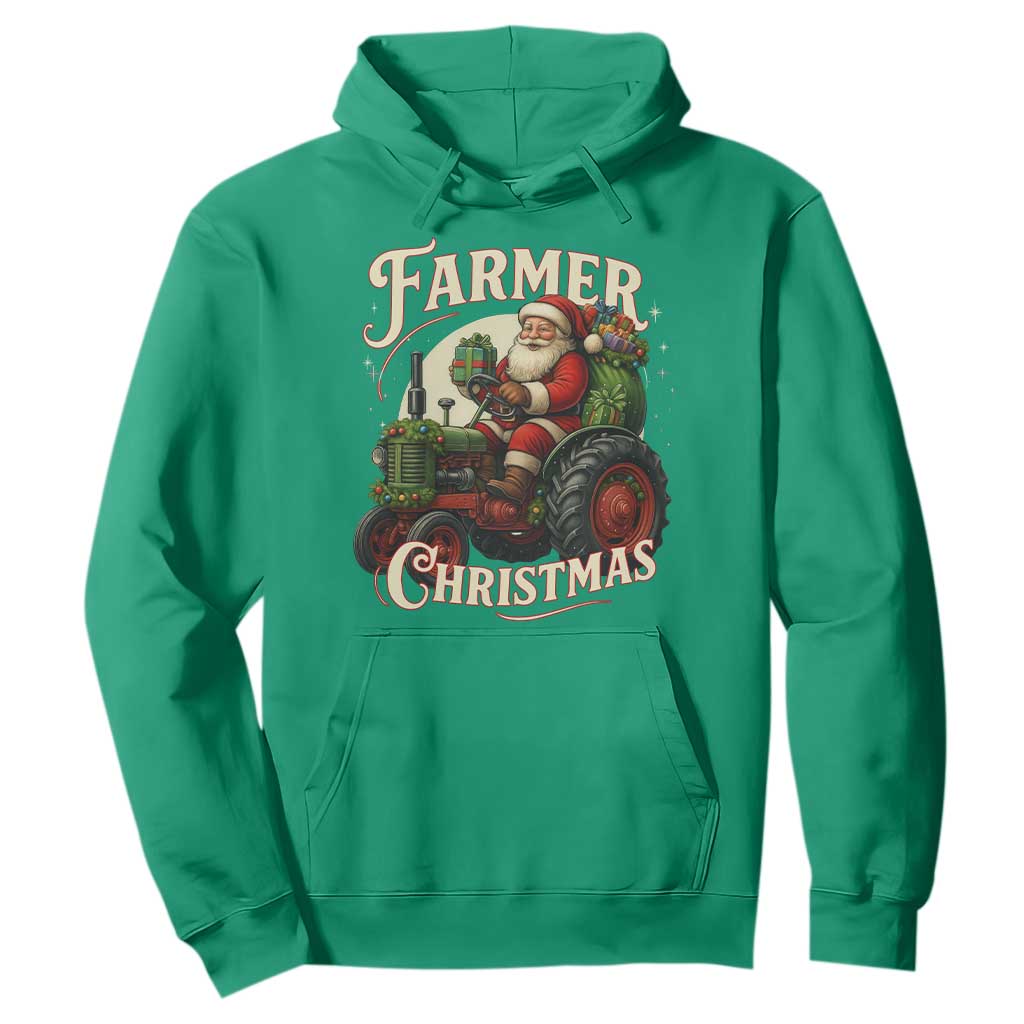 Funny Farmer Christmas Xmas Santa Farm Tractor Hoodie TS11 Irish Green Print Your Wear
