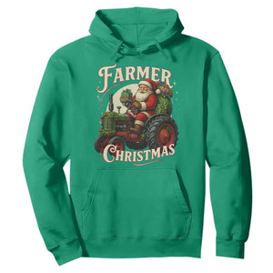 Funny Farmer Christmas Xmas Santa Farm Tractor Hoodie TS11 Irish Green Print Your Wear