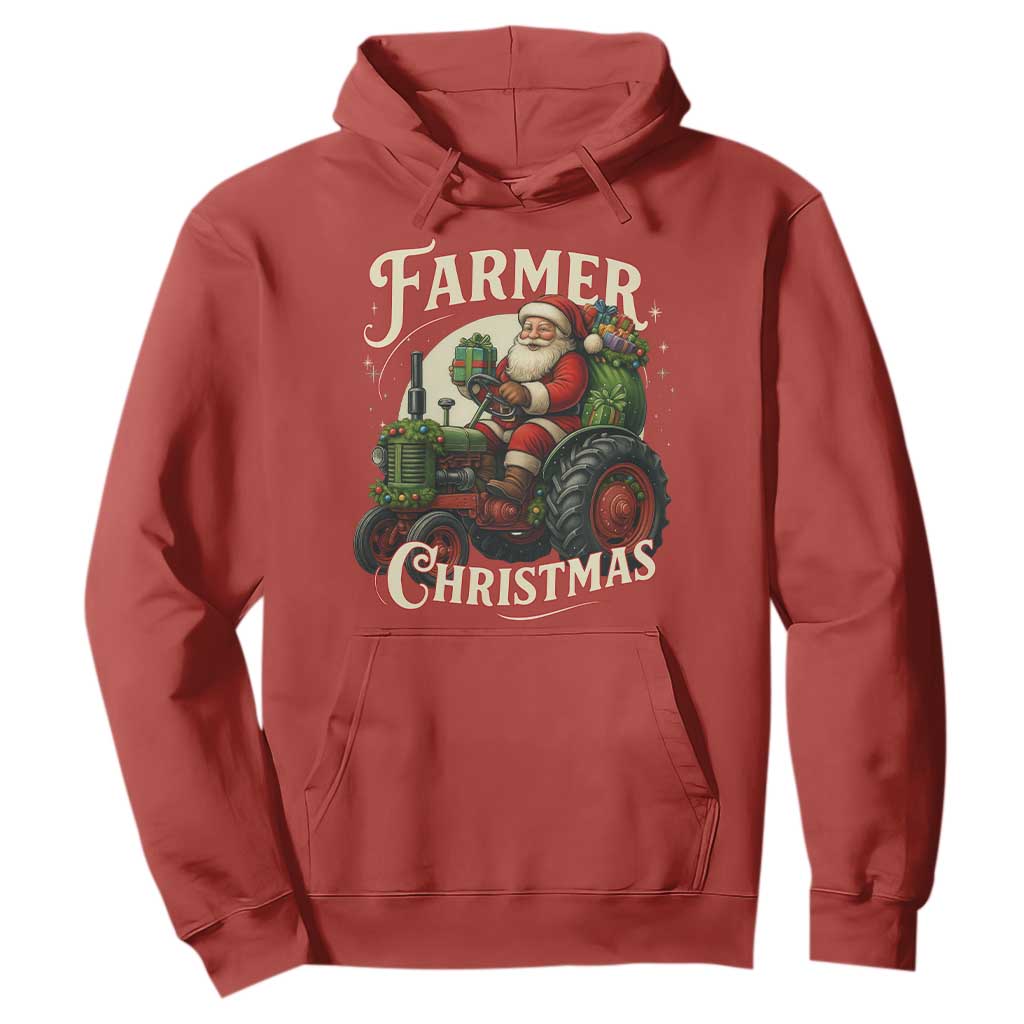 Funny Farmer Christmas Xmas Santa Farm Tractor Hoodie TS11 Red Print Your Wear